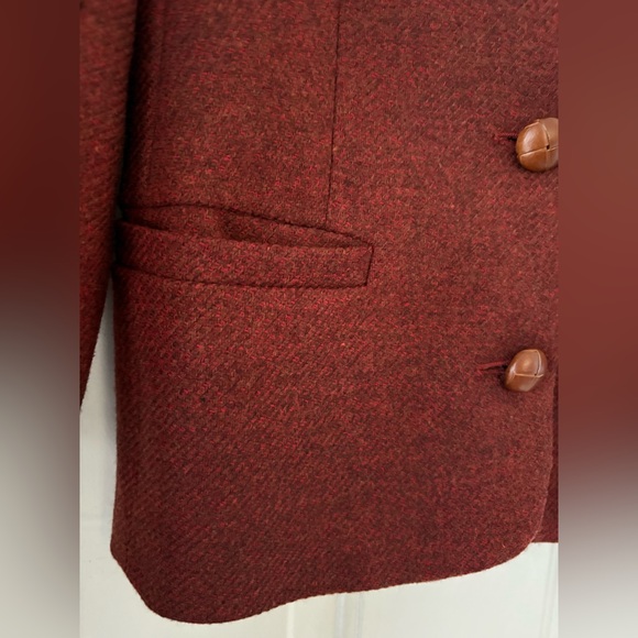 Laura Ashley Reddish Orange Brown Wool Blazer Size 4 - Picture 8 of 9